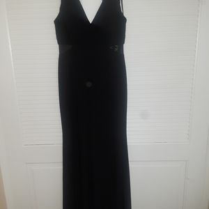 XSCAPE SZ.12 BLACK FULL LENGHT CREPE DRESS